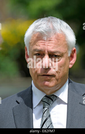 David Ward, former MP (LibDem, Bradford East up to 2015) being interviewed on College Green, Westminster Stock Photo