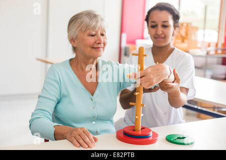 Functional rehabilitation, occupational therapy session Department of Physical Medicine and Rehabilitation, Limoges hospital, Fr Stock Photo