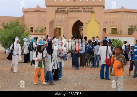 Moroccan school children outside their college. Stock Photo