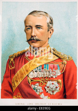 Lithograph General Lord Sir Garnet Wolseley G C B G C M G circa 1885 Stock Photo