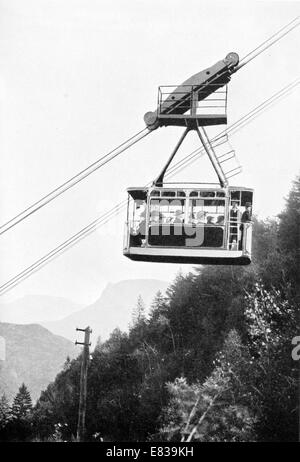 Car on the Kohlerer Aerial railway circa 1920 Stock Photo