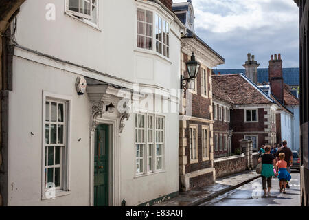 Old buildings and ancient gates in the center of Salisbury Stock Photo