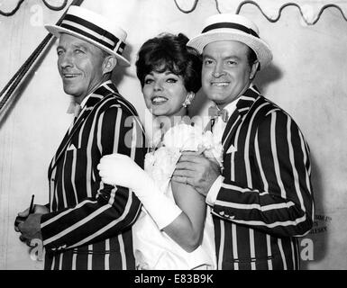 THE ROAD TO HONG KONG 1962 United Artists film with from left: Bing Crosby, Joan Collins and Bob Hope Stock Photo