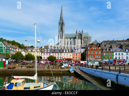 The harbour and St Colman's Cathedral, Cobh, County Cork, Republic of Ireland Stock Photo