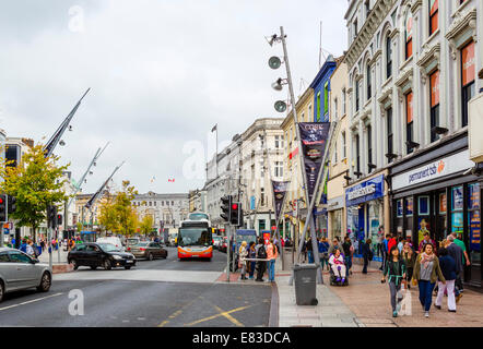 Shops on St Patrick's Street in the city centre, Cork, County Cork, Republic of Ireland Stock Photo