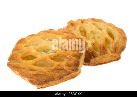 Two lattice puff pastry apple pies - studio shot with a white background Stock Photo