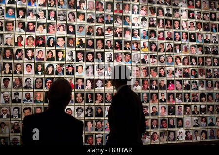 President Barack Obama tours the National September 11 Memorial & Museum with former New York City Mayor Michael Bloomberg Stock Photo