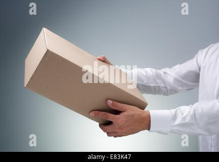 Receiving a package Stock Photo