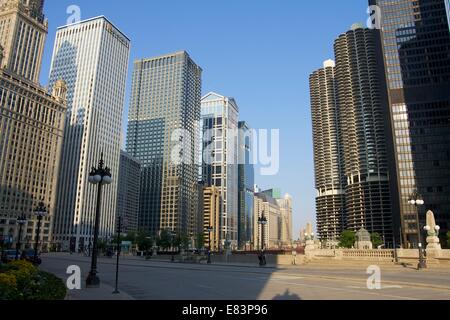 Wacker Drive, Chicago, summer morning. Stock Photo