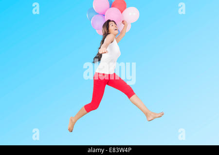 indian Girl Park Fun Balloon Stock Photo