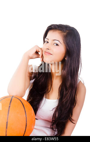 indian Girl Playing Basket Ball Stock Photo