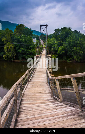 Swinging bridge in Buchanan, Virginia. Stock Photo