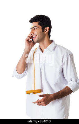 South Indian man talking Mobile Phone Stock Photo