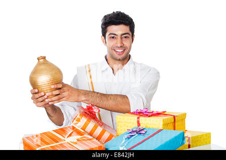 South Indian man saving money Stock Photo