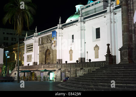 Museum entrance of the Metropolitan Cathedral on the southwestern side of the Plaza Grande in the city center in Quito, Ecuador Stock Photo