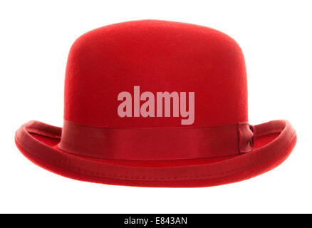 Red bowler hat studio cutout Stock Photo