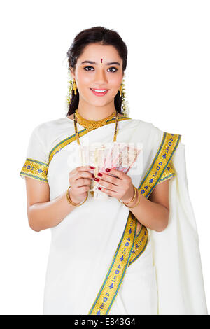 South Indian ladies Showing  money Stock Photo