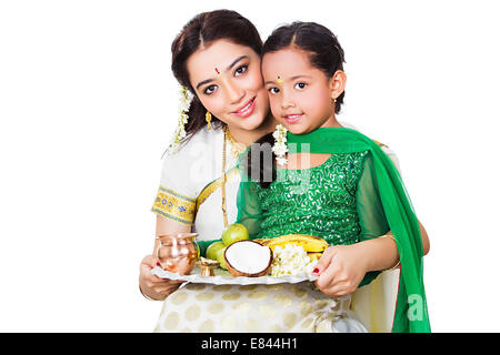 South Indian family  Worship Stock Photo
