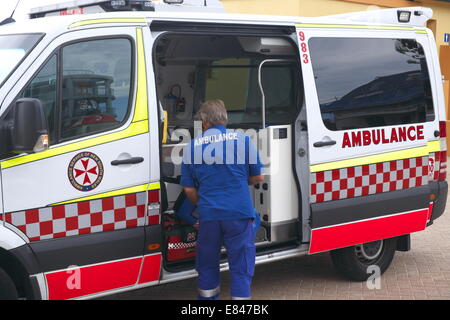 New South Wales Ambulance At The Beach With Stretcher Awaiting A ...