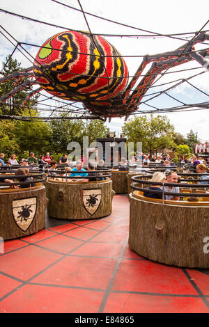 Spinning Spider a spinning tea-cups style ride, Legoland Windsor, London, England, United Kingdom. Stock Photo