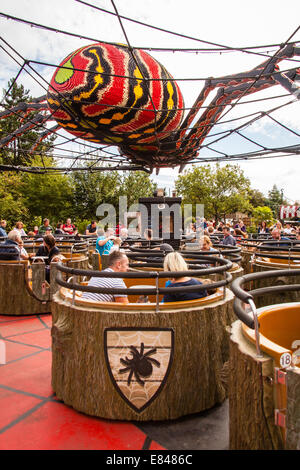 Spinning Spider a spinning tea-cups style ride, Legoland Windsor, London, England, United Kingdom. Stock Photo