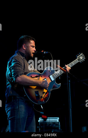 Billy McCarthy of Augustines performs during the Green Man festival at Glanusk Park in Brecon, Wales UK. Stock Photo