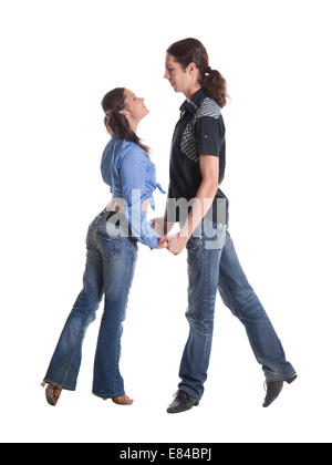 Dancing couple isolated over white background Stock Photo