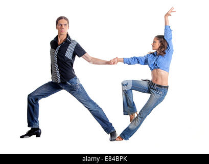 Dancing couple isolated over white background Stock Photo
