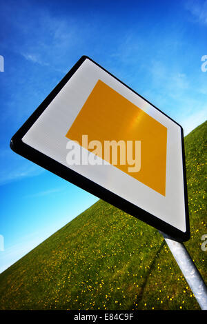 Detail of a priority road sign. Stock Photo