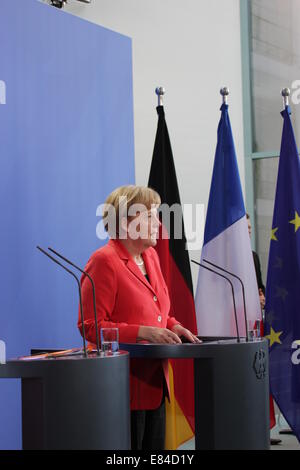 Manuel Valls and Angela Merkel hold press conference during official visit on September 22nd, 2014 in Berlin, Germany Stock Photo