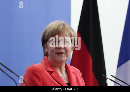 Manuel Valls and Angela Merkel hold press conference during official visit on September 22nd, 2014 in Berlin, Germany Stock Photo