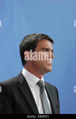 Manuel Valls and Angela Merkel hold press conference during official visit on September 22nd, 2014 in Berlin, Germany Stock Photo