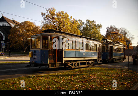 Old tram in Stockholm, Sweden, Sverige Stock Photo