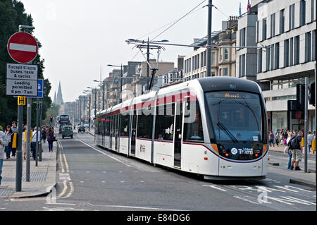 Tram in Edinburgh's Princes Street Stock Photo
