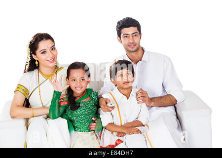 South Indian family Entertainment Television Stock Photo