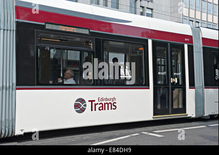 Tram in Edinburgh's Princes Street Stock Photo