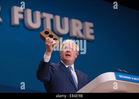 Birmingham, UK. 30th September, 2014. Conservative Party Conference, Birmingham, UK 30.09.2014 Picture shows Boris Johnson, Mayor of London speaking at the Conservative Party Conference in Birmingham, UK Credit:  Clickpics/Alamy Live News Stock Photo
