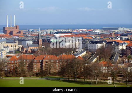 Hi views over City & Faelledparken, Copenhagen, Denmark, Scandinavia, Europe Stock Photo
