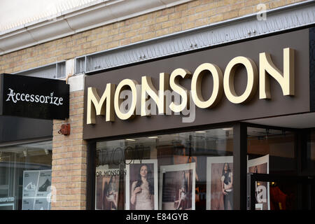 Monsoon and Accessorize shop sigh on UK high Street. Stock Photo