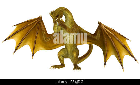 3D digital render of a grooming fantasy dragon isolated on white background Stock Photo