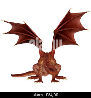 3D digital render of a red fantasy dragon isolated on white background Stock Photo