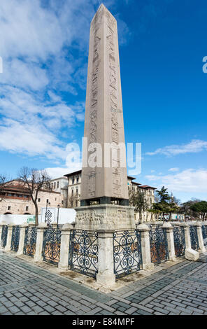 The Obelisk of Theodosius at Sultanahmet park. It is the Ancient Egyptian obelisk of Pharaoh Tutmoses II Stock Photo