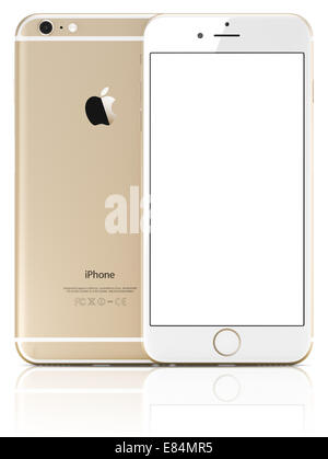 Apple Gold iPhone 6 Plus with white blank screen. Stock Photo