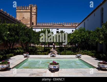 Courtyard in the Castle,  Alcázar. Cordoba City, Province of Cordoba, Andalucia, Spain Stock Photo