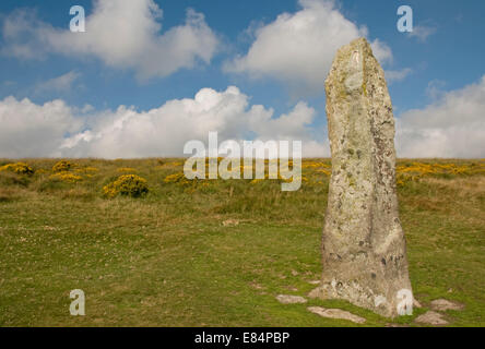 Long Stone on Dartmoor, about 700 metres southwest of Kestor Rock Stock Photo