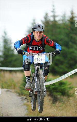 Mountain biker taking part in a Enduro race Stock Photo