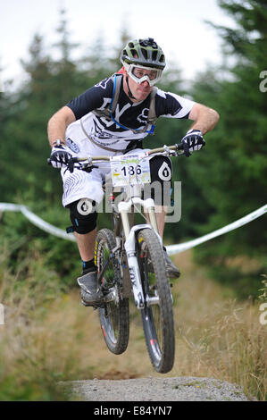 Mountain biker taking part in a Enduro race Stock Photo