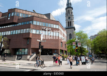 Corner of St Denis street and De Maisonneuve boulevard, Montreal, province of Quebec, Canada. Stock Photo