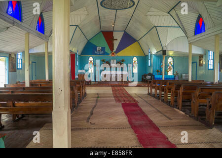 Interior, Sacred Heart Church, Levuka, Ovalau, Fiji Stock Photo