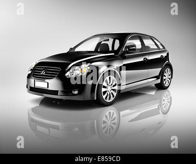 Three-Dimensional Shape Black Sedan Studio Shot Stock Photo